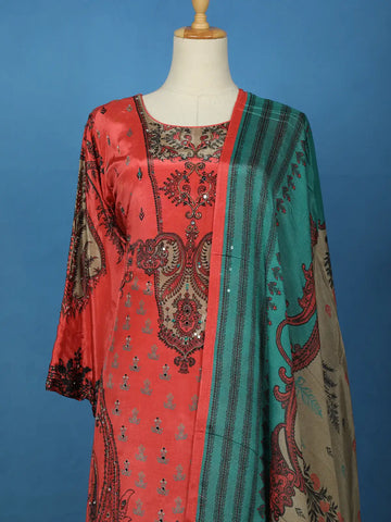 Dark Peach Crepe Anarkali Palazzo Salwar Suit - Diadem