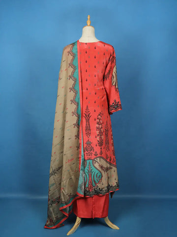 Dark Peach Crepe Anarkali Palazzo Salwar Suit - Diadem