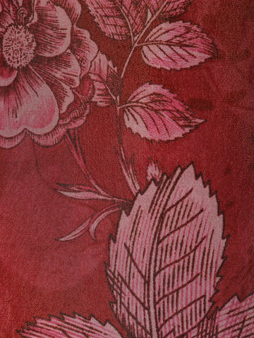 Dark Pink Floral Designed Silk Salwar Suit - Diadem