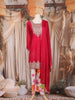 Dark Pink Floral Embroidered Design Chiffon Palazzo Suit