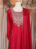 Dark Pink Floral Embroidered Design Chiffon Palazzo Suit
