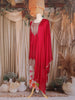 Dark Pink Floral Embroidered Design Chiffon Palazzo Suit