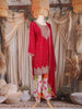 Dark Pink Floral Embroidered Design Chiffon Palazzo Suit