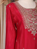Dark Pink Floral Embroidered Design Chiffon Palazzo Suit