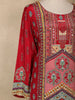 Dark Pink Floral Printed Synthetic Palazzo Salwar Suit - Diadem