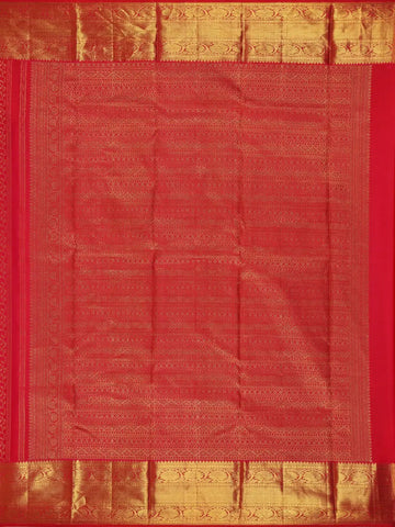 Dark Pink Floral Woven Pure Kanchipuram Silk Saree - Diadem