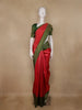 Dark Pink Floral Woven Pure Kanchipuram Silk Saree With Contrast Green Border - Diadem
