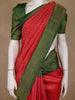 Dark Pink Floral Woven Pure Kanchipuram Silk Saree With Contrast Green Border - Diadem