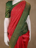 Dark Pink Floral Woven Pure Kanchipuram Silk Saree With Contrast Green Border - Diadem