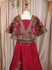 Dark Pink Sequins Design Crepe Kids Lehenga with Cape Overlay