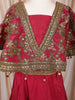 Dark Pink Sequins Design Crepe Kids Lehenga with Cape Overlay