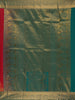 Dark Pink Stripes Woven Semi Silk Saree with Contrast Green Zari Border
