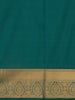 Dark Pink Stripes Woven Semi Silk Saree with Contrast Green Zari Border