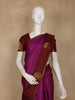 Dark Pink and Violet Checks Woven Pure Kanchipuram Silk Saree