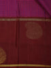 Dark Pink and Violet Checks Woven Pure Kanchipuram Silk Saree