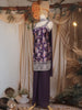 Dark Purple Floral Design Chiffon Palazzo Suit with Dupatta