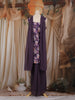 Dark Purple Floral Design Chiffon Palazzo Suit with Dupatta