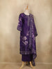 Dark Purple Floral Design Printed Organza Salwar Suit - Diadem