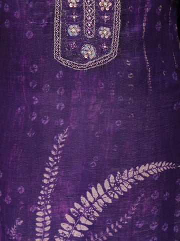 Dark Purple Floral Design Printed Organza Salwar Suit - Diadem