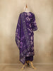 Dark Purple Floral Design Printed Organza Salwar Suit - Diadem