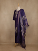 Dark Purple Floral Embroidered Cotton Salwar Suit With Dupatta - Diadem