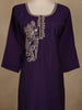 Dark Purple Floral Embroidered Cotton Salwar Suit With Dupatta - Diadem