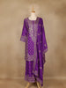 Dark Purple Floral Embroidered Georgette Palazzo Suit - Diadem