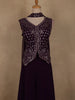 Dark Purple Floral Embroidered Georgette Palazzo Suit