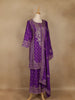 Dark Purple Floral Embroidered Georgette Palazzo Suit - Diadem
