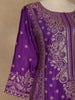 Dark Purple Floral Embroidered Georgette Palazzo Suit - Diadem