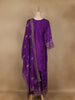Dark Purple Floral Embroidered Georgette Palazzo Suit - Diadem
