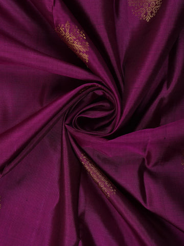 Dark Purple Floral Woven Pure Kanchipuram Silk Saree - Diadem