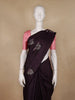 Dark Purple Floral Woven Pure Kanchipuram Silk Saree - Diadem