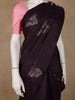Dark Purple Floral Woven Pure Kanchipuram Silk Saree - Diadem