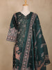 Dark Teal Green Floral Printed Cotton Salwar Suit