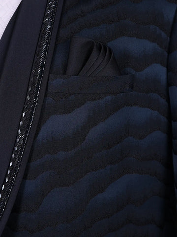 Dark Blue Abstract Designed Men's Suit - Diadem