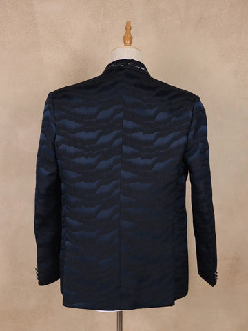 Dark Blue Abstract Designed Men's Suit - Diadem