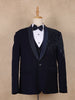Dark Blue Abstract Designed Men's Suit for Reception - Diadem