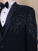 Dark Blue Abstract Designed Men's Suit for Reception - Diadem