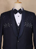 Dark Blue Abstract Designed Men's Suit for Reception - Diadem