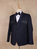 Dark Blue Abstract Designed Men's Suit for Reception - Diadem