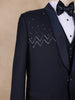 Dark Blue Abstract Designed Men's Suit for Reception - Diadem