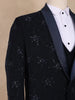 Dark Blue Floral Designed Men's Suit - Diadem