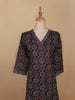 Dark Blue Floral Designed Cotton Salwar Suit - Diadem