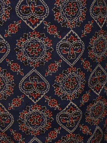 Dark Blue Floral Designed Cotton Salwar Suit - Diadem