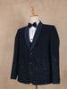Dark Blue Floral Designed Men's Suit - Diadem