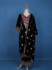 Dark Blue Floral Designed Velvet Salwar Suit - Diadem