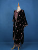 Dark Blue Floral Designed Velvet Salwar Suit - Diadem