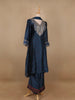 Dark Blue Floral Printed Semi Silk Salwar Suit - Diadem