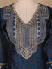 Dark Blue Floral Printed Semi Silk Salwar Suit - Diadem